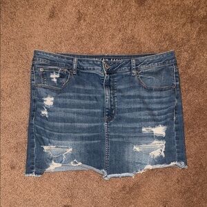 American Eagle Outfitters Blue Distressed Mini Skirt